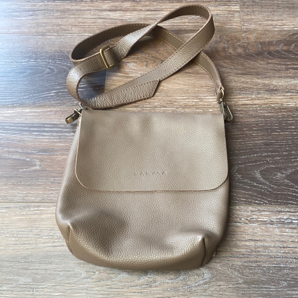 Calma   Taupe color  pebbled leather crossbody -  OFFERS WELCOME